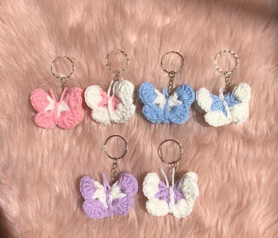 Php 35 - Butterfly keychains - Available colors: Pink, Blue, Purple, Red, Yellow, Brown, Black