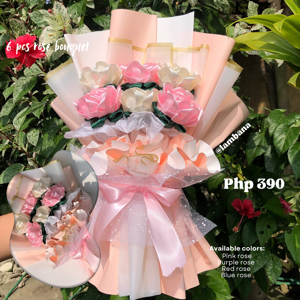 Php 390 - 6 pcs rose bouquet : Pink (BEST SELLER)