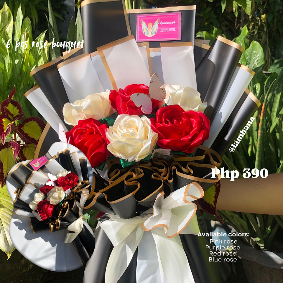 Php 390 - 6 pcs rose bouquet: Winered