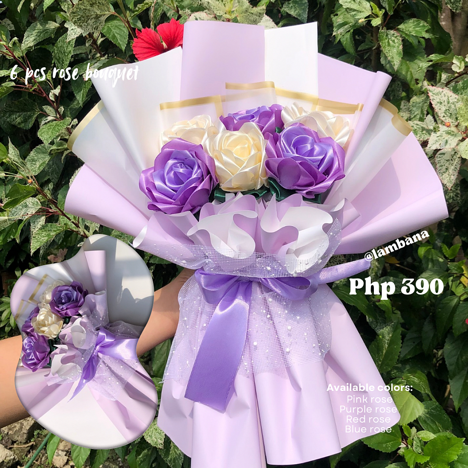Php 390 - 6 pcs rose bouquet: Purple